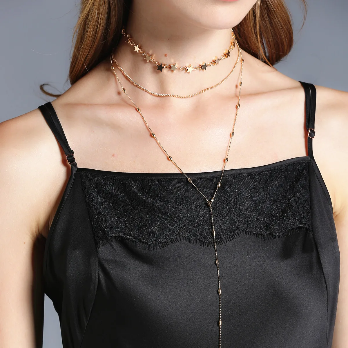 

Hot Fashion Gold Color Multilayer Beads Tassels Necklaces Star Choker Necklaces For Women Bohemian Necklace Jewelry Bijoux kette