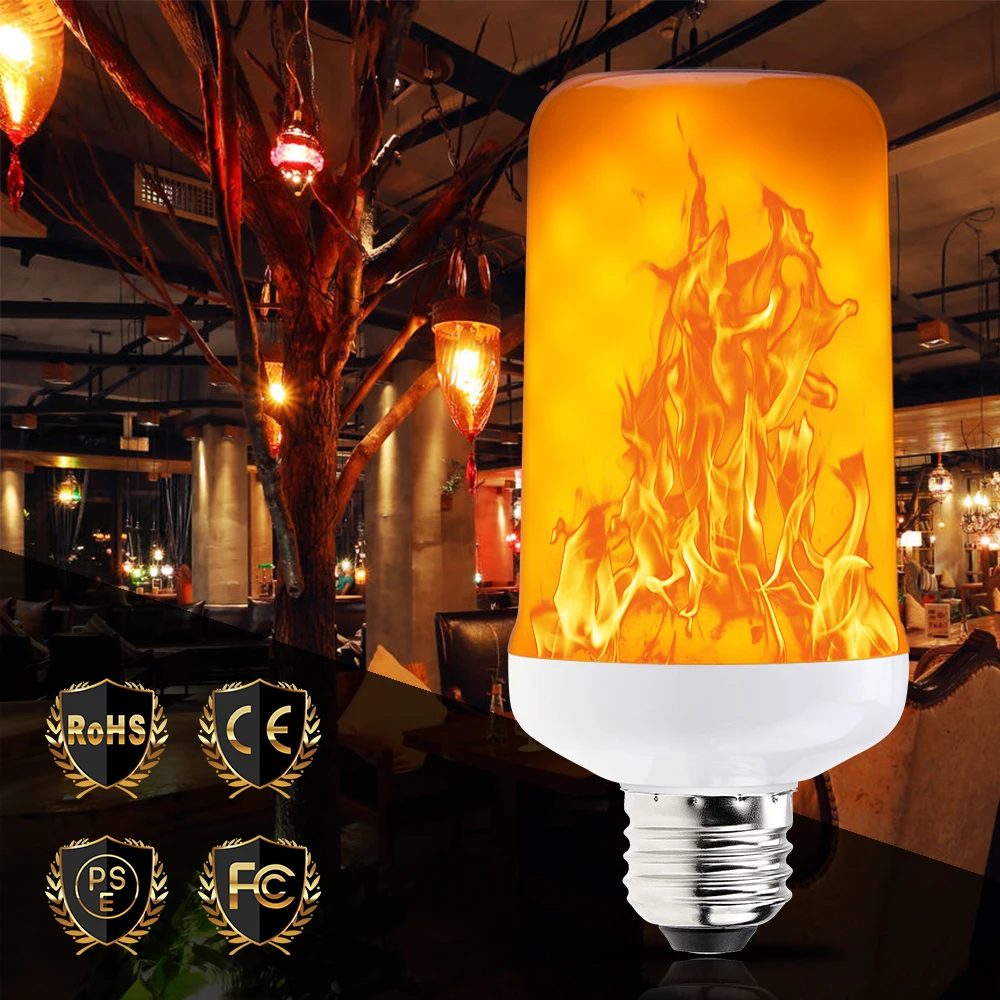 

E27 Led Flame Effect Light E14 LED Lamp Flame Flickering Bulb E26 220V Burning Simulation bulb 2835SMD 99leds Candle Light 110V
