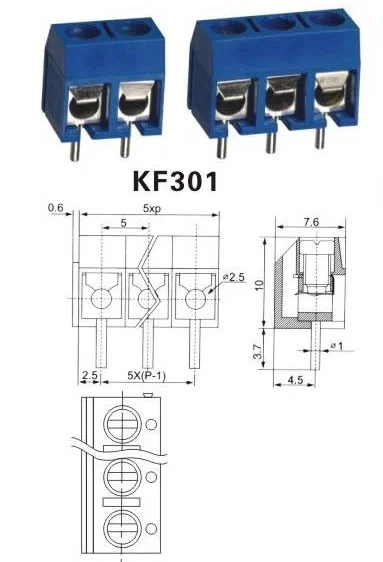500 шт. KF301-2P KF301-5.0-2P KF30"-" винт 2Pin 5,0 мм прямой контактный PCB винт Клеммная колодка Разъем
