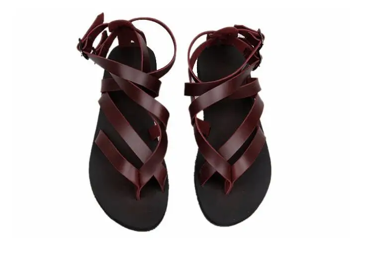 

2018 Hot Genuine leather Sandals Male Sandals Slippers Shoes Men Black and Brown Sandals Big Size 44 Beach Gladiators Men Shoes