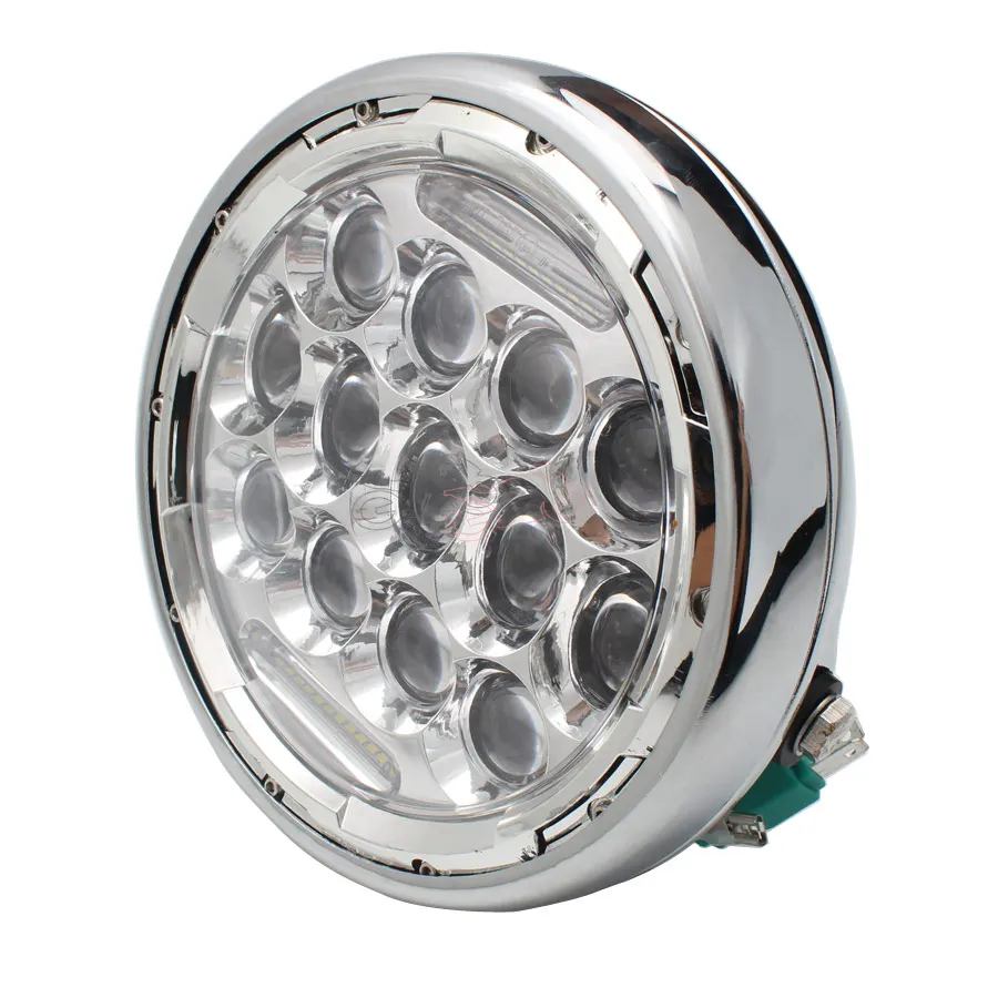 Chrome Aluminum 7" LED Headlamp Motorcycle Hi/Low Beam Headlight for Harley Fat Boy FLSTF Lo FLSTFB Touring Trike Softail