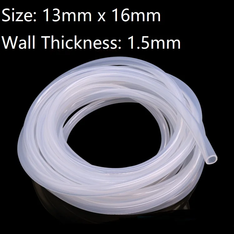 

Transparent ID 13mm x 16mm OD Food Grade Silicone Rubber Hose Soft Flexible Drinking Pipe Tube Non-Toxic Temperature Resistance
