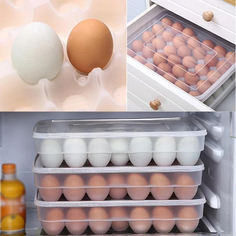 Утолщенная пластиковая коробка для хранения яиц, анти-разрыв, тридцать три рамки, коробка для хранения яиц с прозрачной крышкой, кухонные принадлежности для хранения
