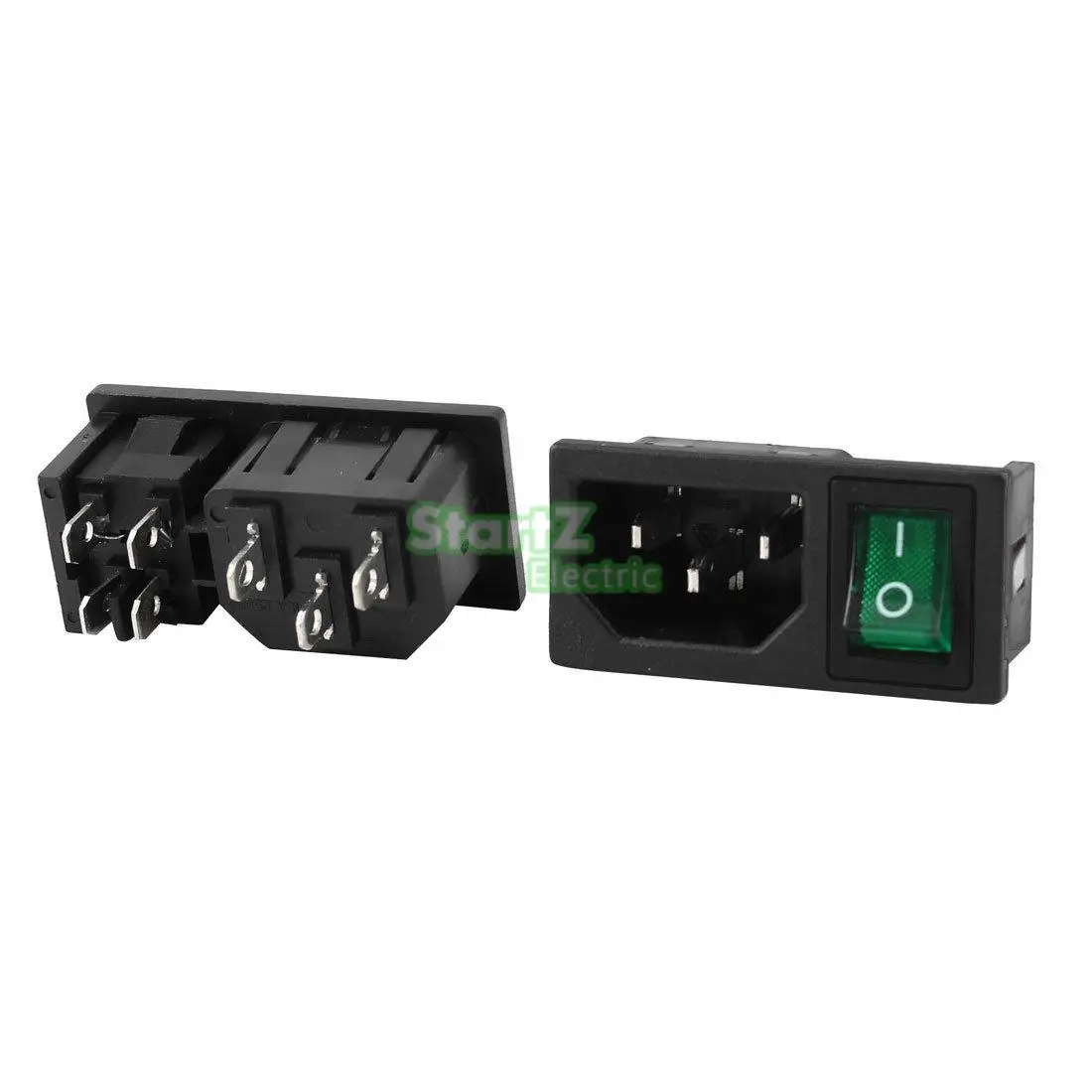 

AC250V 10A DPST I/O Green Lamp Rocker Switch IEC320 C14 Inlet Socket