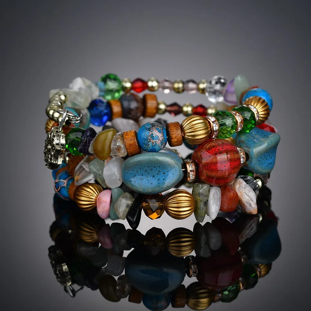 Богемный стиль конфеты цветной многослойный браслеты из бусин Стразы Strand бисером pulseras mujer браслет набор для женщин - Окраска металла: 4