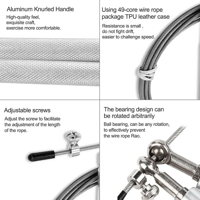 Aluminium Speed Jump Rope Crossfit Fitness Training Professional 3M Adjustable Stainless Steel Wire Home Gym Skipping Ropes Aluminium Speed Jump Rope Crossfit Fitness Training Professional 3M Adjustable Stainless Steel Wire Home Gym Skipping Ropes