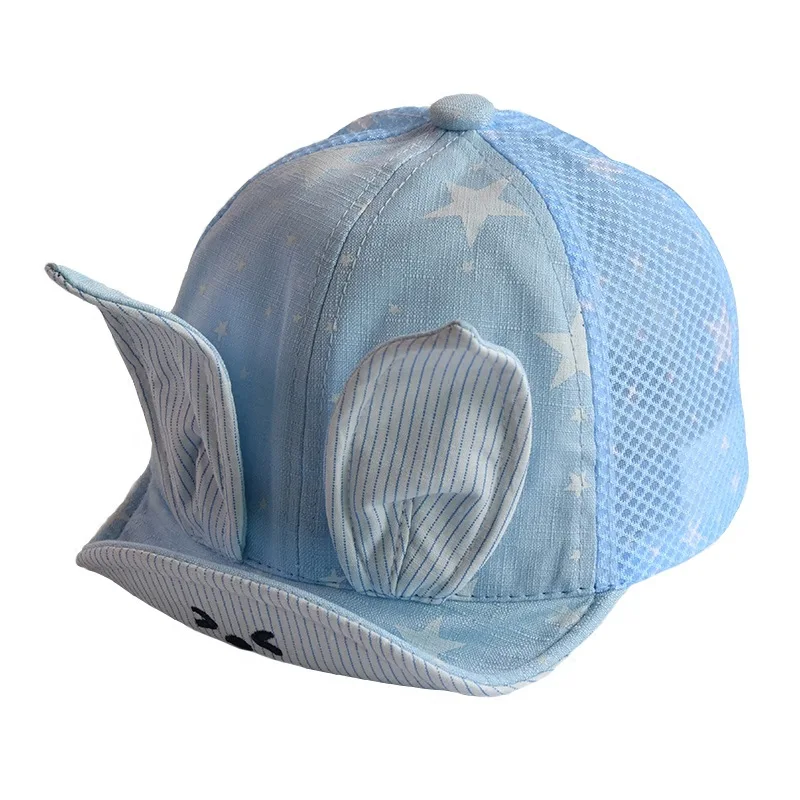 New Soft baby hats spring and summer children's cap rabbit ears visor