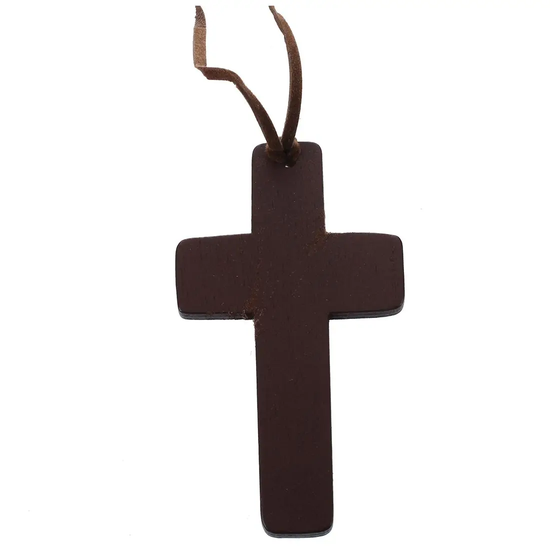 Women Coffee Color Wooden Cross Pendant Sweater Necklace font b Jewelry b font Decor