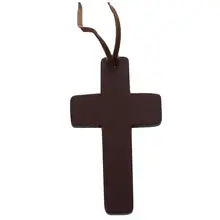 Women Coffee Color Wooden Cross Pendant Sweater Necklace Jewelry Decor