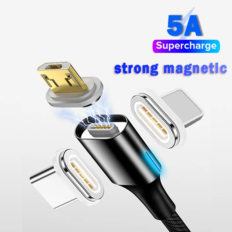 

5A Magnetic Fast Charging Cable Micro Usb Cord for Xiaomi A3 A2 mi 9 Cabos 3m Led Light Typec Usb C Cable 3.1 Fast Charge Cabel