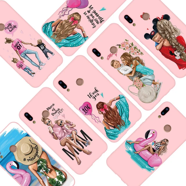 

Brown Hair Baby Mom Girl Case For Huawei Mate 10 20 P30 P8 P9 P10 P20 Lite 2017 Pro Plus P Smart 2019 Case Soft TPU Matte Cover
