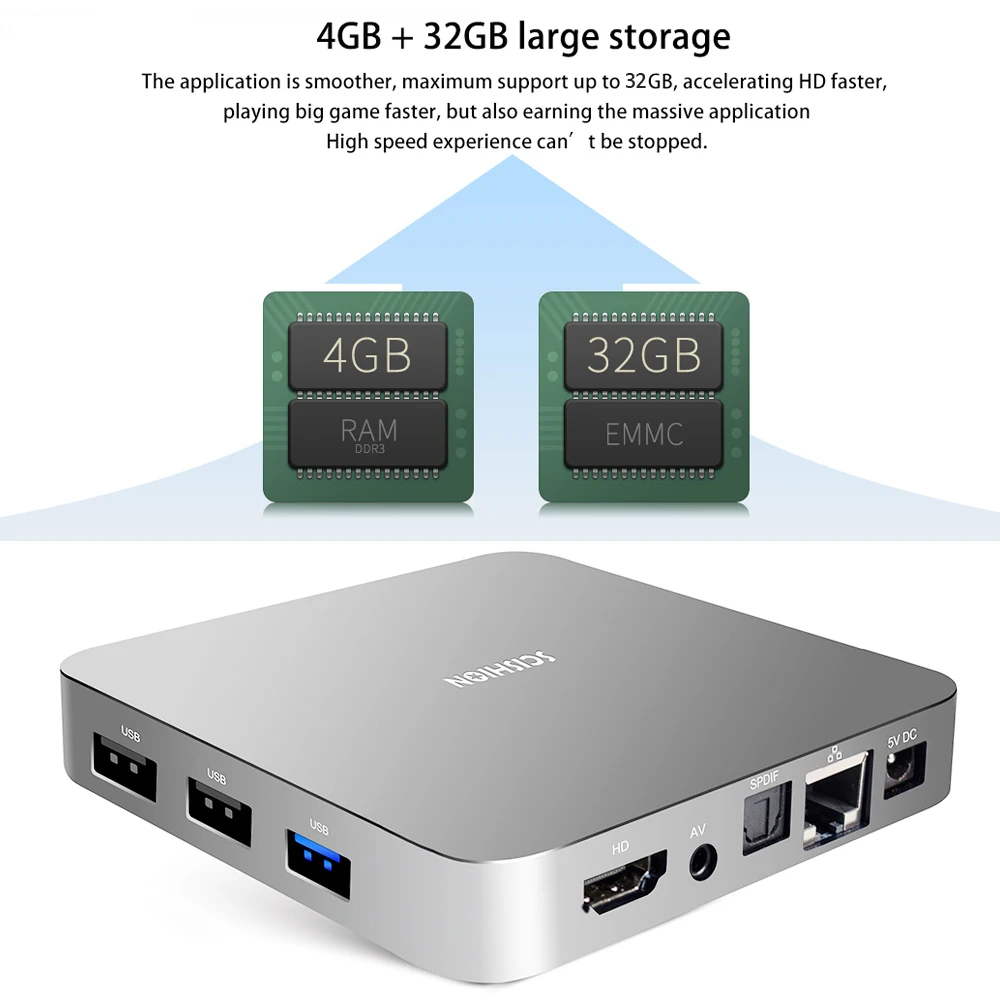ТВ приставка SCISHION AI One Android 8 1 4K 2G/16G WiFi BT4.0 медиаплеер дисплей экран Голосовое