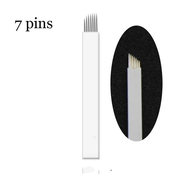 50 Pcs Microblading 7 Pins Eyebrow Tattoo Needle For Manual Microblading Pen Permanent Makeup Blade 50 Pcs Microblading 7 Pins Eyebrow Tattoo Needle For Manual Microblading Pen Permanent Makeup Blade