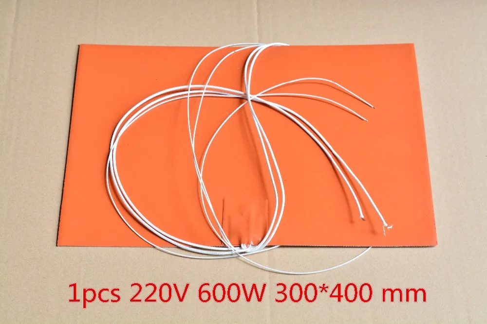 Silicone heating pad heater 220V 600W 300mmx400mm for 3d printer heat bed 1pcs