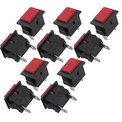 Новинка 10 шт. AC 250V/6A 125V/10A 2-контактный SPST Красный кнопочный мгновенный клавишный