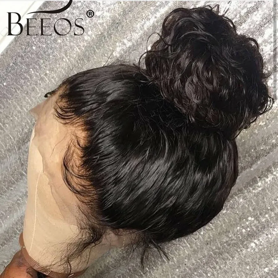  Beeos Brazilian Remy Curly 13*6 Lace Front Human Hair Wigs Bleached Knots Deep Parting Wig Pre Pluc