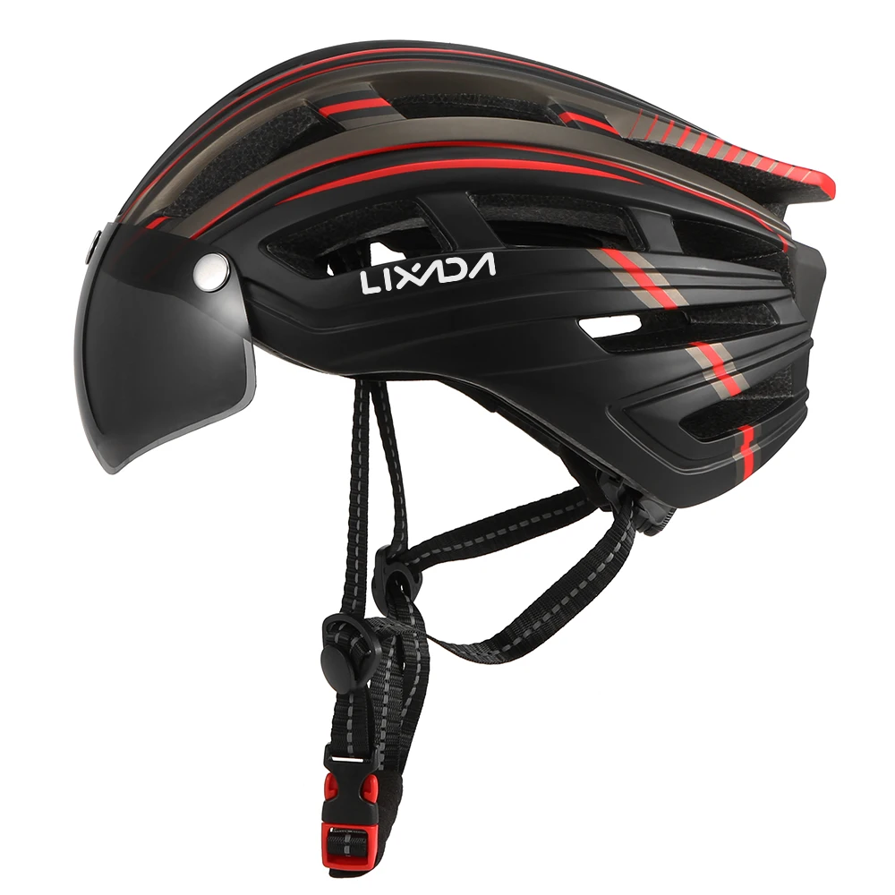 Lixada Mountain Bike Helmet Motorcycling Helmet with Back Light Detachable Magnetic Visor UV Protective for Men Women Lixada Mountain Bike Helmet Motorcycling Helmet with Back Light Detachable Magnetic Visor UV Protective for Men Women