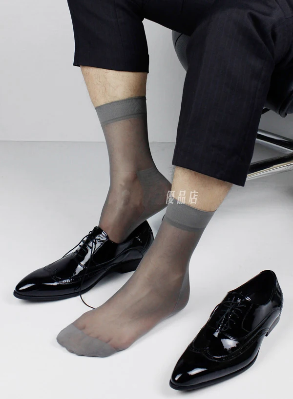 2017 Новый Мужской Ультра-тонкий костюм платье сексуальные шелковые носки прозрачные мужские официальные гей носки лучшее качество мужские