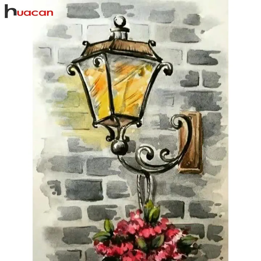 

HUACAN Diamond Mosaic Landscape Diamond Paintings Street Lamp Diamond Embroidery Cross Stitch Picture Of Rhinestones Handmade