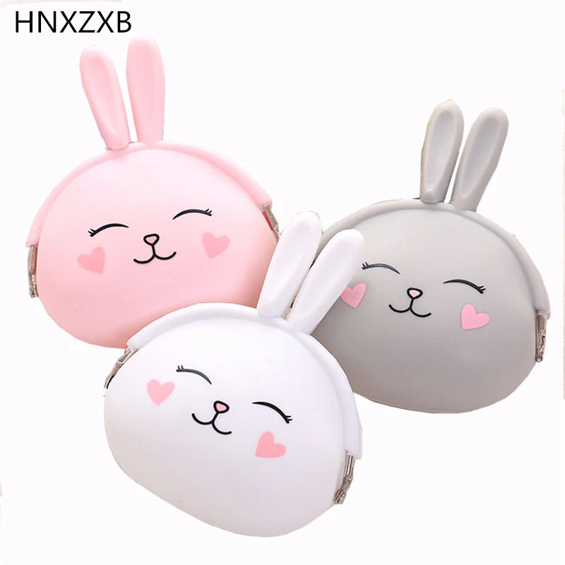 

HNXZXB new stylish zero wallet female girl zero wallet cute cartoon rabbit soft silicone coin bag for children's gifts