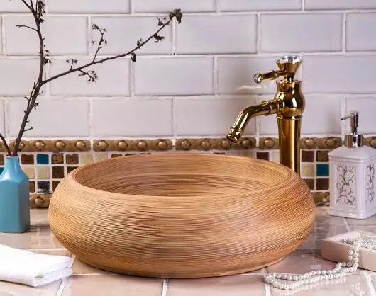 Примитивный стиль Художественный Ручной Работы Матовый круглый столешница Lavobo керамический умывальник раковина для ванной комнаты