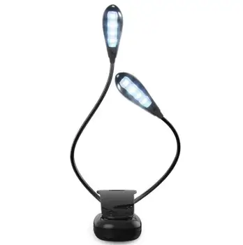 

Super Bright Dual Flexible Double Flex Goosenecks 8 LED Book Reading Clip-on Arm Table Lamp Study Desk Light