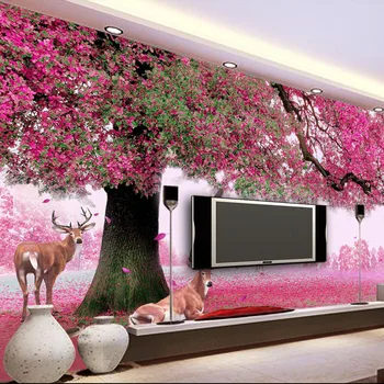 

3D tree flowers pastoral nature landscape mural living room bedroom TV background wallpaper