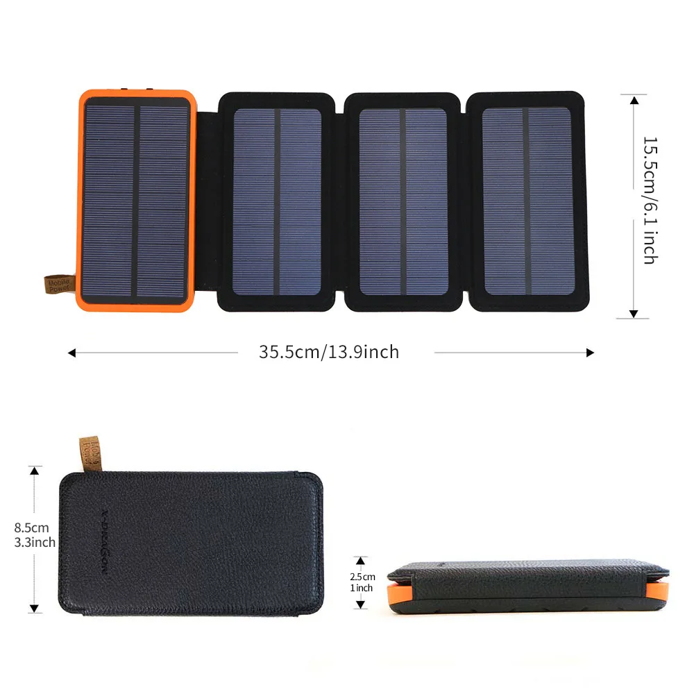 Banco de energía Solar portátil plegable banco de energía Solar impermeable doble salida USB con li