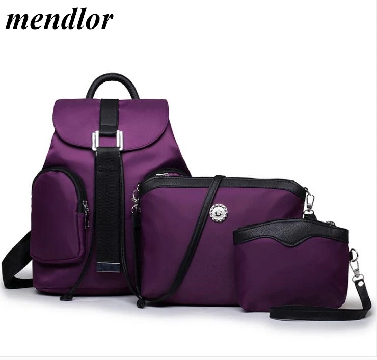

2019 Mochila Original 3 Pcs/Set Women Nylon Backpacks Female Casual Travel School Bags for Teenagers Shoulder Bags Clutch Purse