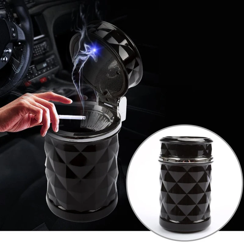  Car Accessories Car Styling Mini Portable LED Light Car Ashtray Universal Cigarette Cylinder Holder