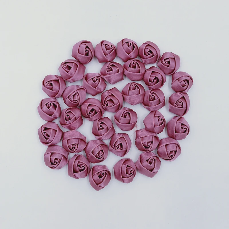 

100Pieces/Bag Dusty Pink 2.5cm Little Ribbon Rose Flower Head Satin Flowers Handmade DIY Wedding Bouquet Hair Cloth Accessories
