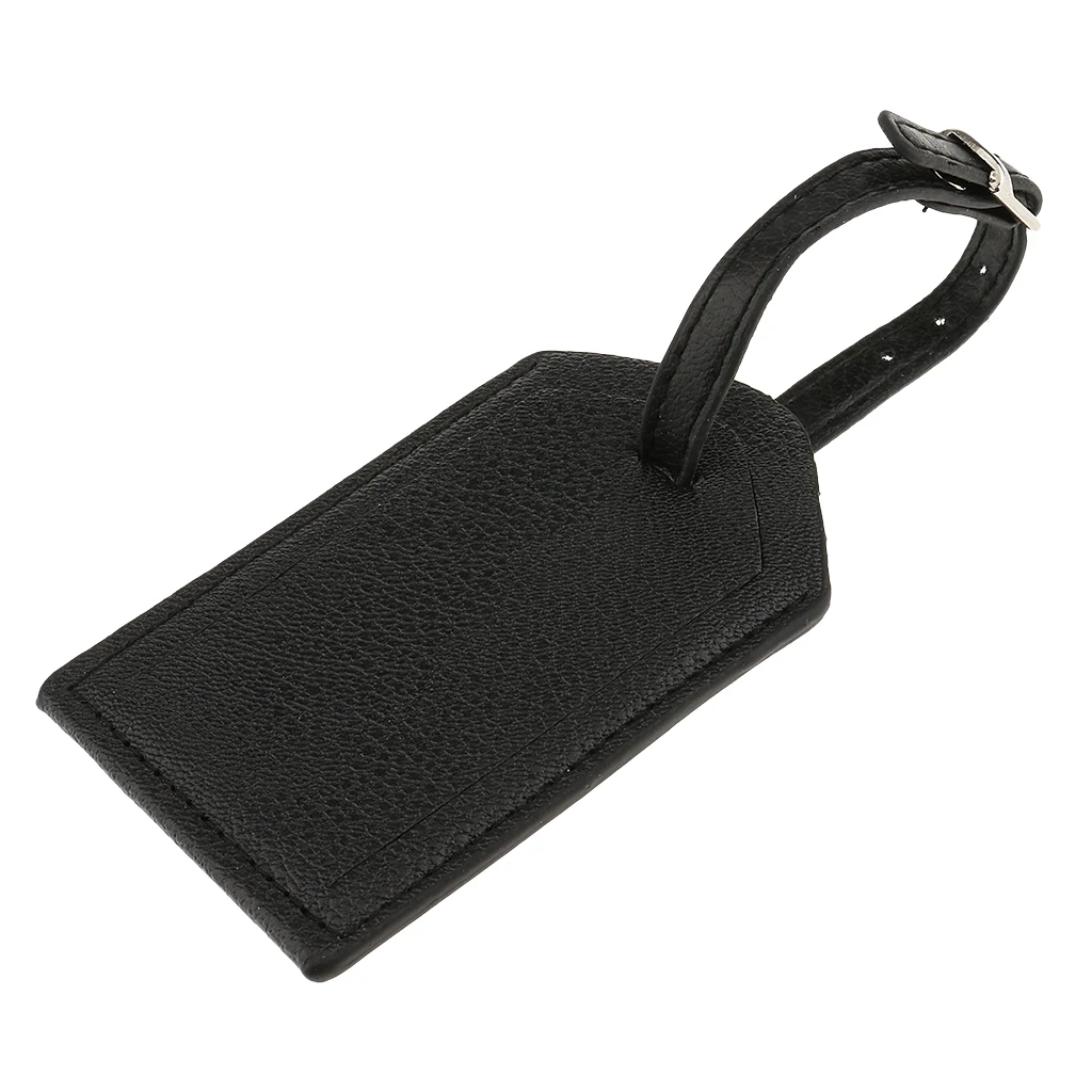 fityle 2 Pieces PU Leather Luggage Tag Travel Suitcase ID Label Tag White and Black