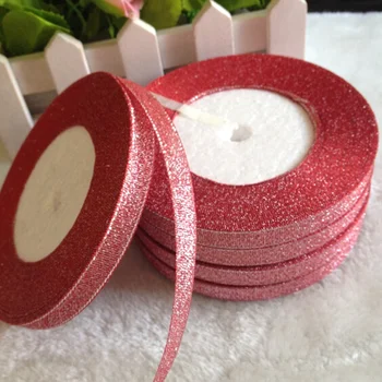 

5rolls (125yards) 10mm glitter ribbon gift packing belt wedding party Christmas embellishment DIY weaving A836