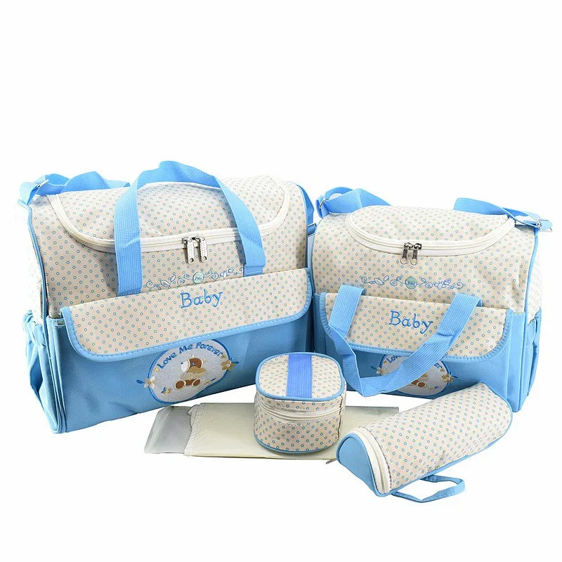 MOTOHOOD 5pcs Baby Diaper Bags Sets For Mom Maternity Bags High Capacity Multifunction Travel Nappy Bag Organizer Zipper   (1)