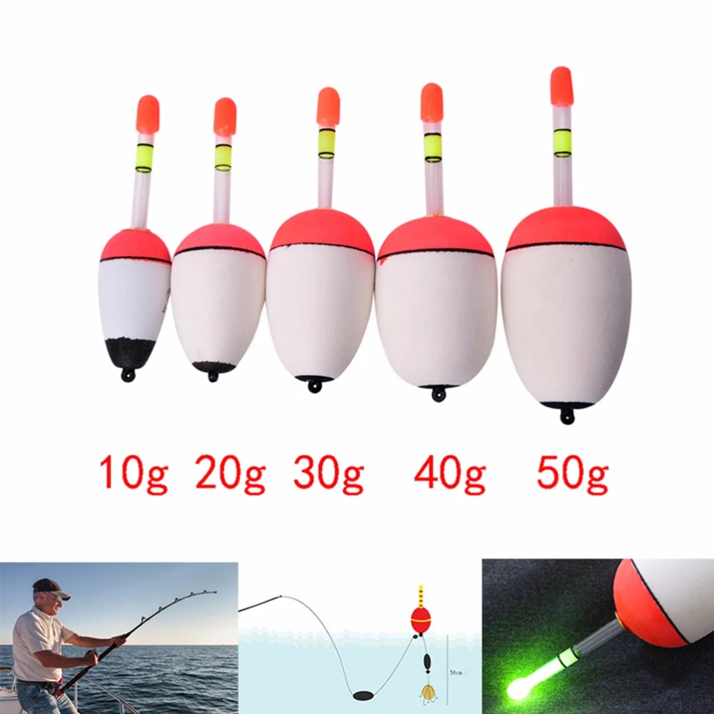 5 piece/Set EVA Fishing Floats Set 10g 50g Sea Foam Floats Bobbers Drift Indicator Fishing