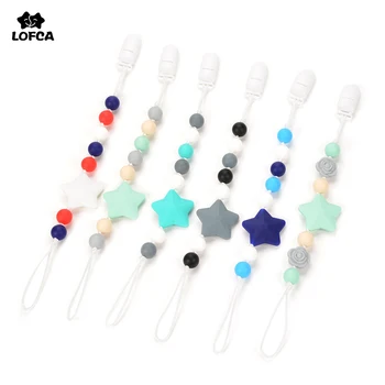 

Infant Nipple BPA Free Star Silicone Beads Necklace Baby Pacifier Clip Chain Chewable Nursing Toy For Baby Teeth Pacifier Holder
