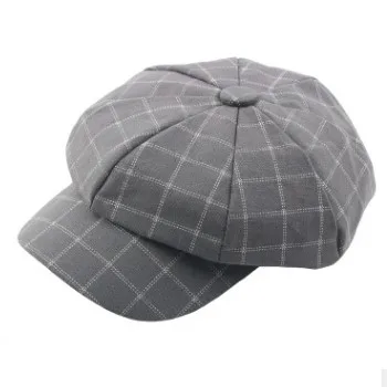 SILOQIN новая стильная английская винтажная клетчатая кепка газетчика унисекс элегантная трендовая женская шапка мужские брендовые шапки с козырьком для мужчин - Цвет: dark gray