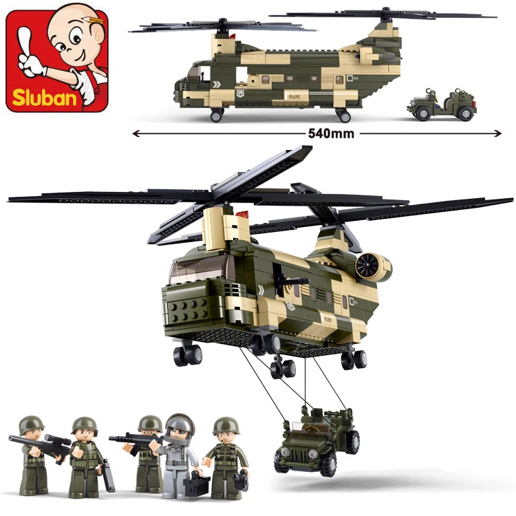 

0508 Sluban 513Pcs Air Force Military CH-47 Transport Helicopter Construction Building Toys action figure Toys for Children