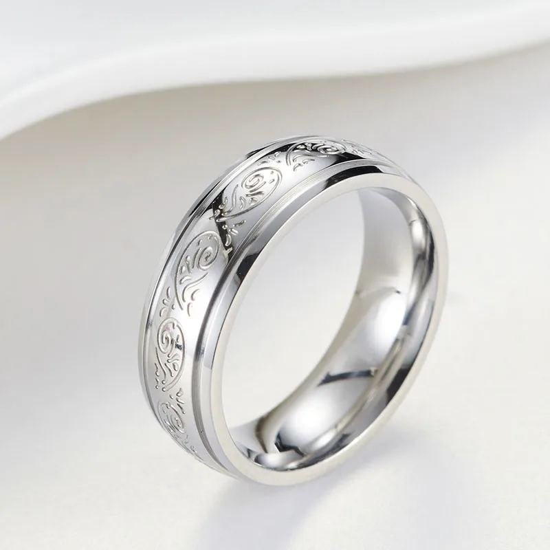 Горячая кольца с узором из нержавеющей стали пара обручальные кольца модные ювелирные изделия для женщин и мужчин