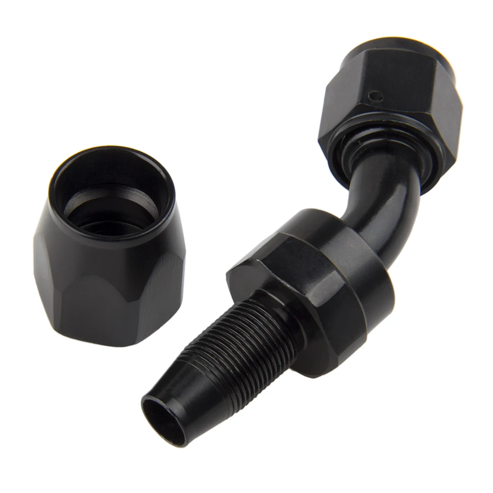 New Black 45 Degree Swivel Fuel Oil Air Gas Hose End Fitting Adaptor