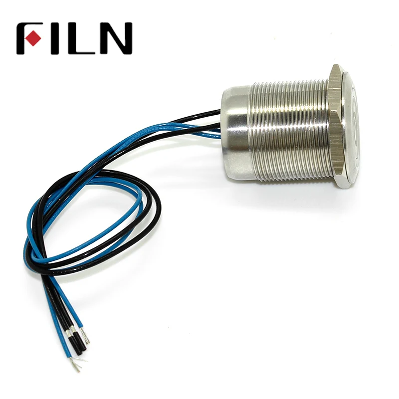 1pc 25mm Lock ON OFF Shortest IP68 Waterproof 12V 24v 220v blue LED Push Button Switch