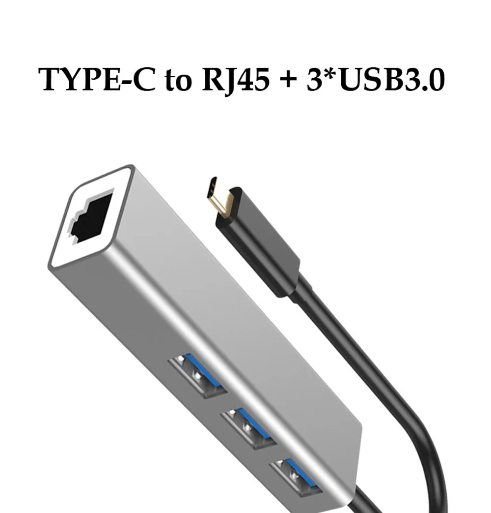 Тип usb-c док-станция для USB 3,0 RJ45 высокое Скорость передачи USB-C концентратор для MacBook samsung Galaxy S8 S9 HUAWEI Matebook