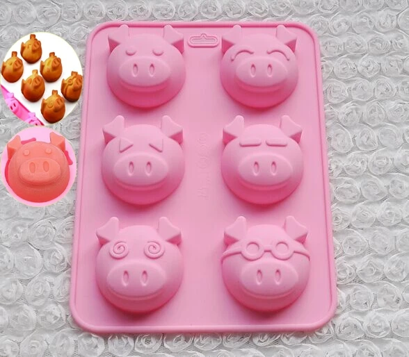 Cake Decorating 6 Hole Cute Pig Silicone Nonstick