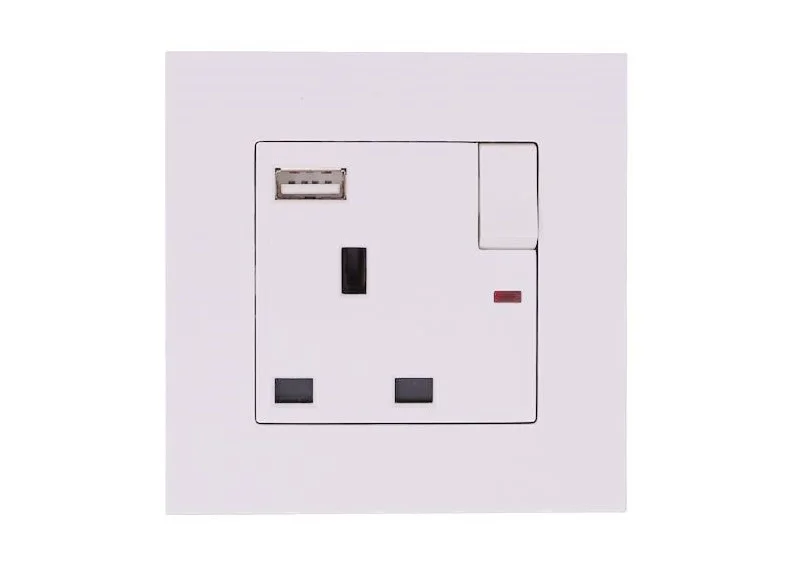 Британское гнездо USB 86 Тип Белый ПК Панель настенная розетка с выключателем