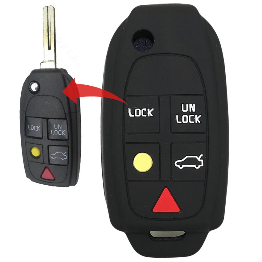 

Washable 5 Button Silicone Remote Flip Car Key Case Shell For Volvo XC90 XC70 V50 V70 S60 S80 S60 Auto Key Cover Protector