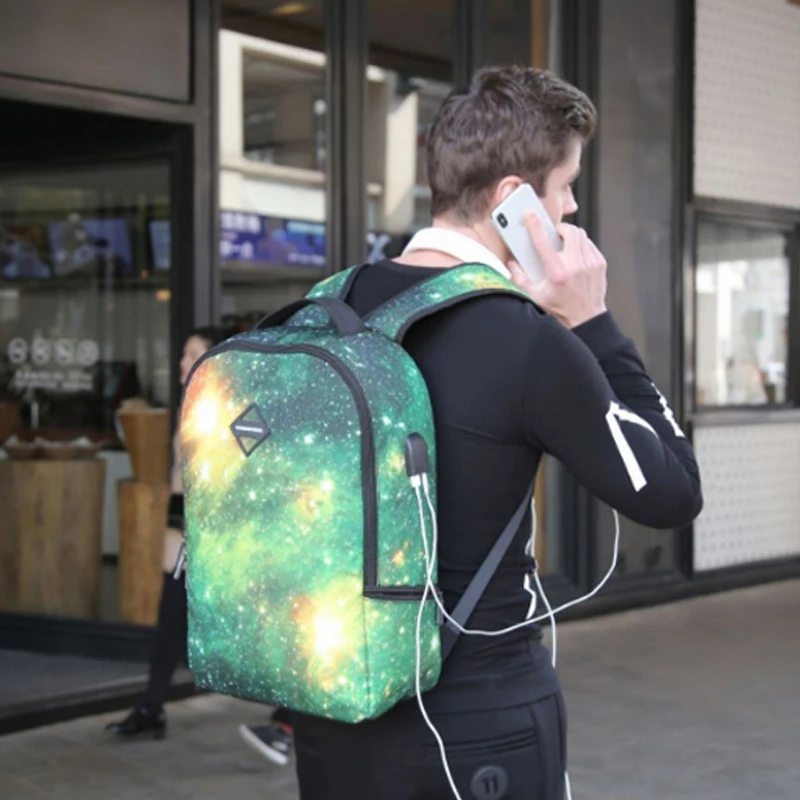 Рюкзак для школы Galaxy унисекс с usb зарядкой нейлоновая сумка мальчиков и девочек