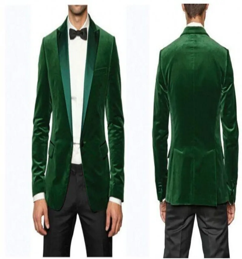 Velvet-Jacket-Groomsmenn-Peak-Satin-Lapel-Groom-Tuxedos-Green-Mens ...