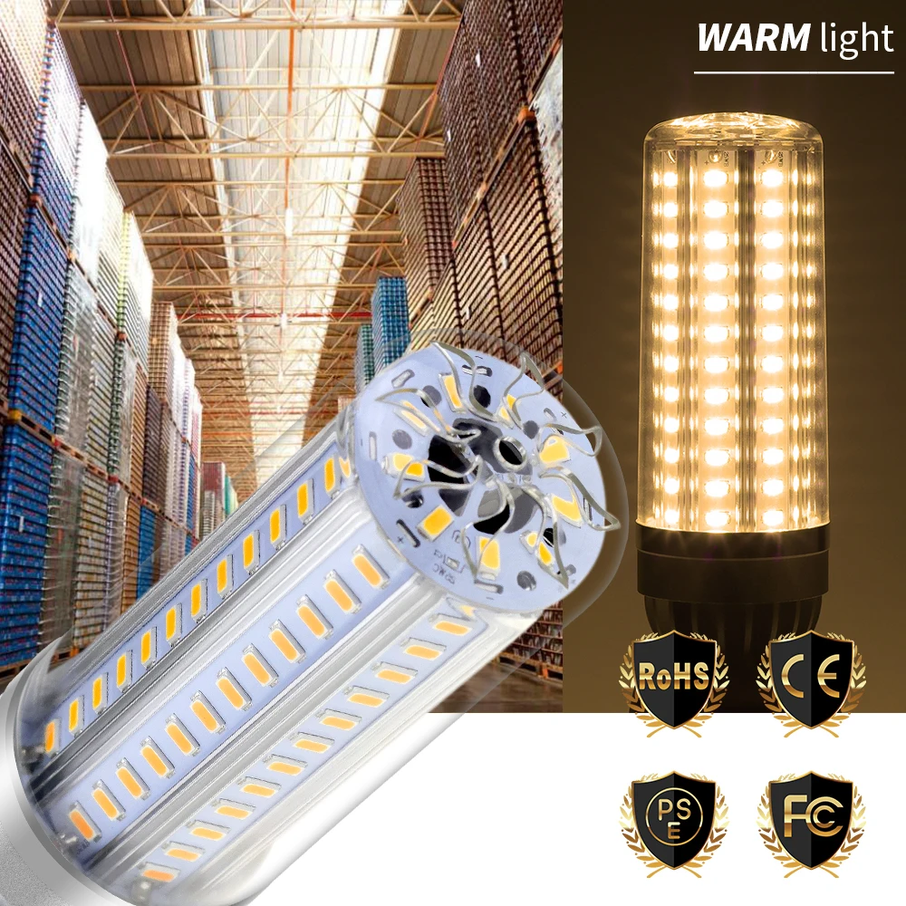 

CanLing Bombillas LED Light E27 Lamp Corn Bulb E26 Lamp Candle Light 220V Lampada 5730 SMD High Power for Warehouse 25W 35W 50W