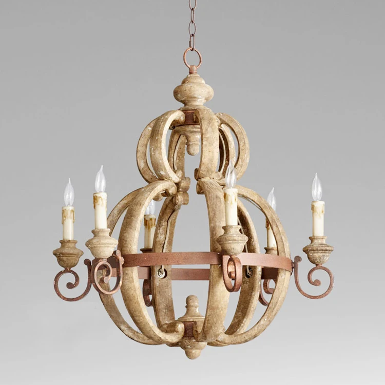 Nordic Wooden chandeliers RH Atocha rusty antique chandelier 6 lamps chandelier bar hall project