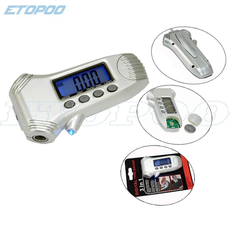 3 In 1 Digital Tyre Tool Pressure Tread Depth Gauge With Light tire